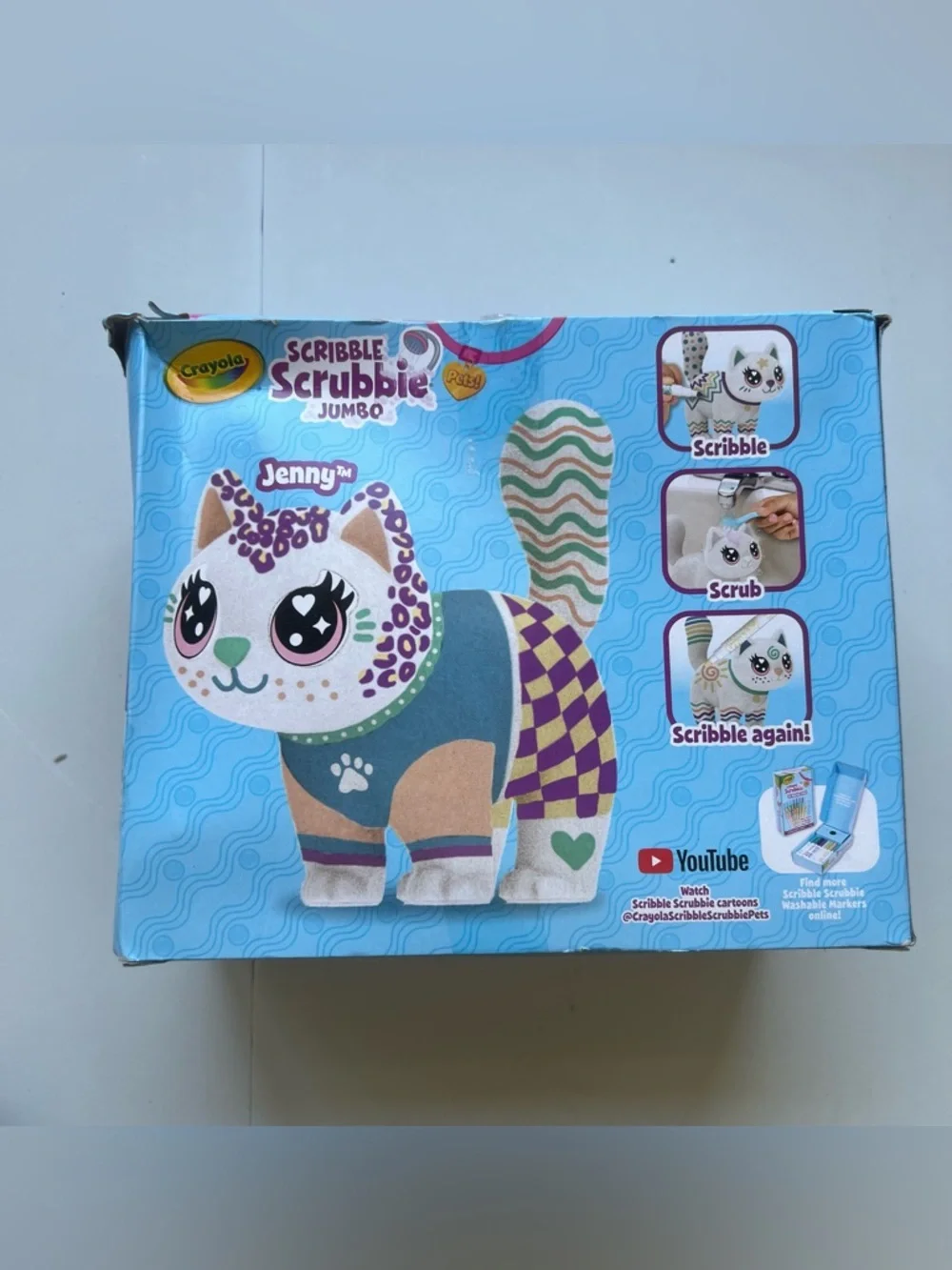 Crayola Scribble Scrubbie Jumbo Pet Cat-Jenny: Drawing & Coloring Kit, Markers.